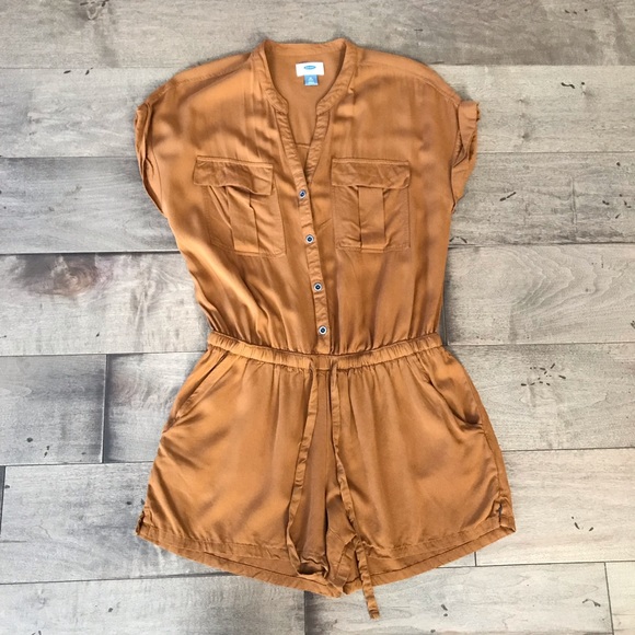 Old Navy Pants - Old Navy Romper Short Sleeved Mustard M Petite